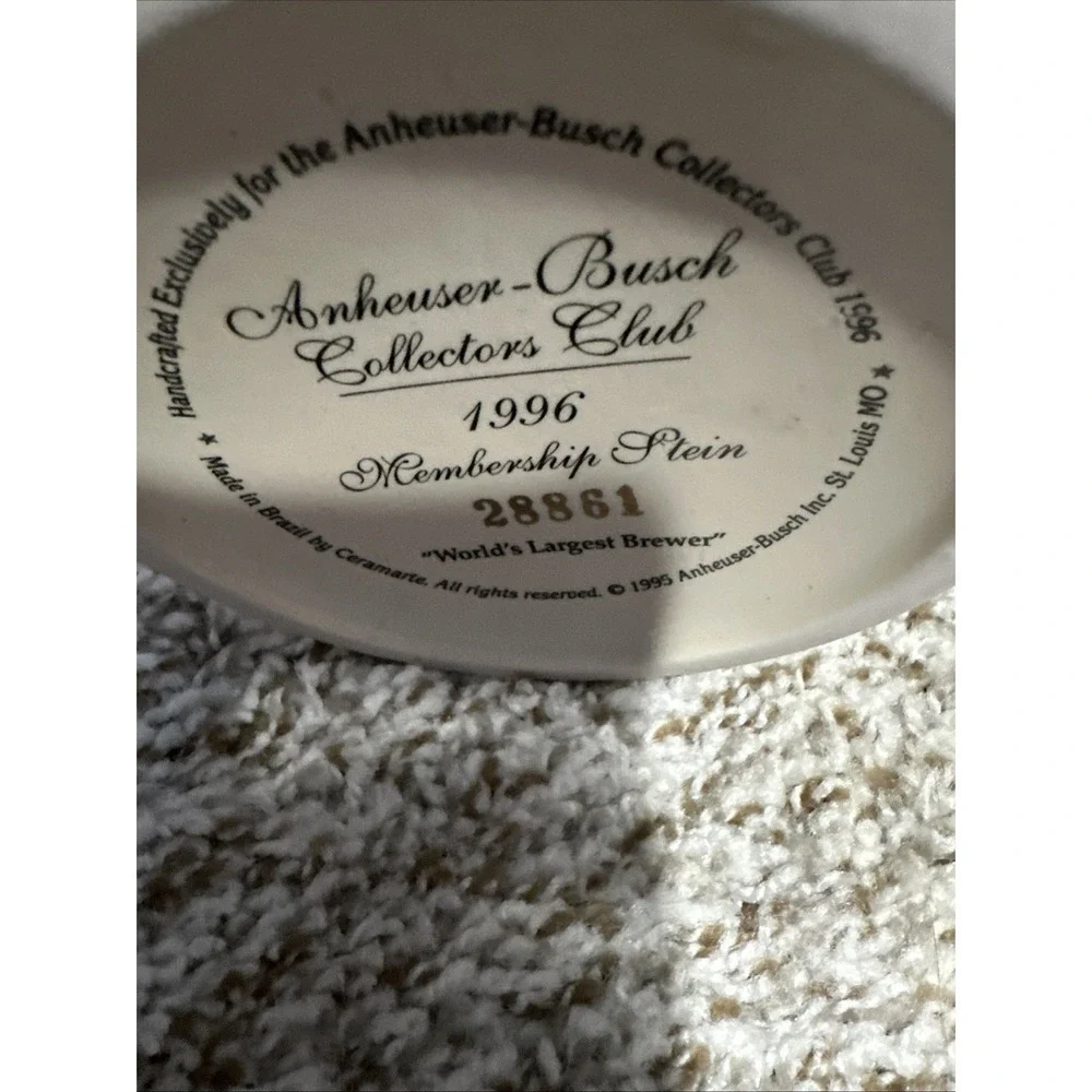 1996 Anheuser Busch Collectors Club Membership Stein – World's‎ Largest Brewer